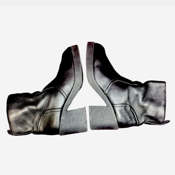 Vintage Y2K Ankle Boots Chunky Heels Black Leather Planet 814619 size 7.5 - Picture 10 of 14